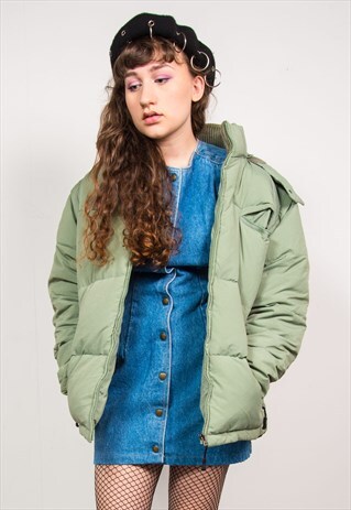 FILA VINTAGE 90'S GREEN THICK PUFFA PUFFER JACKET COAT