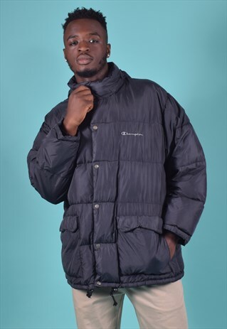 VINTAGE CHAMPION BLACK PUFFA STYLE JACKET