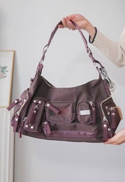 y2k gorpcore purple shoulder bag