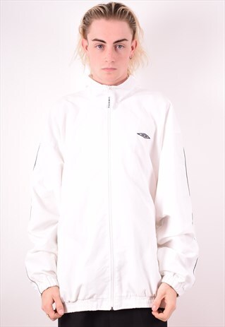 UMBRO MENS VINTAGE TRACKSUIT TOP JACKET XXL WHITE 90S