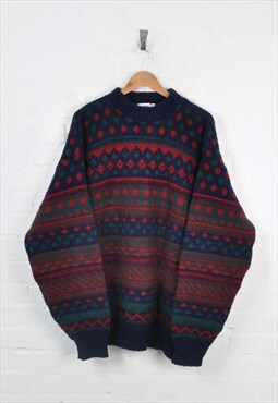 Vintage Wool Patterned Knitwear Jumper XXL