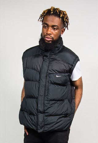 90'S NIKE BLACK PUFFER GILET BODY WARMER PUFFA JACKET