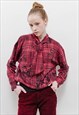 VINTAGE 70S CHIC ROSE BUTTON UP NECK BOW PULLOVER WOMEN M