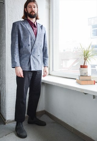Vintage Blue Double Breasted Italian Blazer