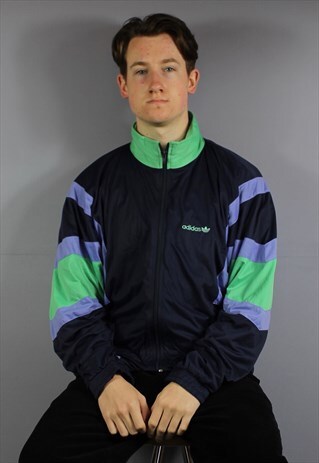 VINTAGE ADIDAS WINDBREAKER JACKET IN PURPLE WITH ZIP POCKETS