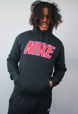 VINTAGE BLACK AND RED NIKE SPELL OUT HOODIE