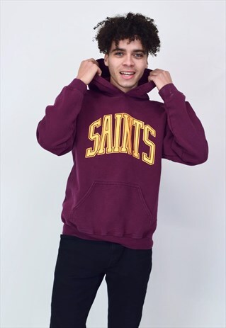 VINTAGE 90'S SAINTS BURGUNDY HOODIE WITH POCKET