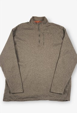 Vintage 1/4 Zip Fleece Sweatshirt Brown 2XL BV15604