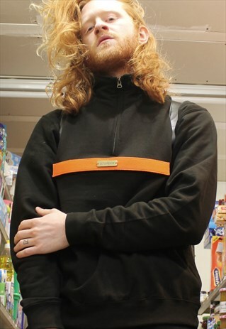1/4 ZIP VELCRO SWEATER (ORANGE STRAP STRIP)