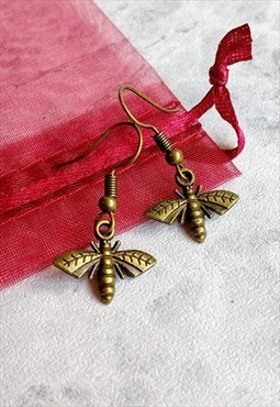 Mini Bee Earrings Bronze
