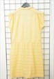 VINTAGE 80'S DRESS YELLOW BUTTON UP MIDI