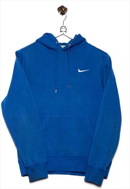 Vintage Nike Hoodie Small Logo Print Blue