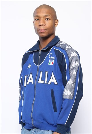 VINTAGE KAPPA TAPE LOGO ITALIA TRACK JACKET BLUE