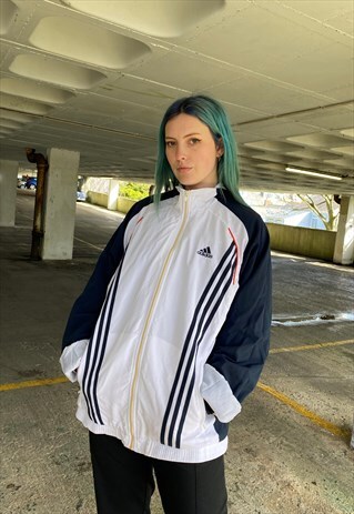 VINTAGE 90S ADIDAS CLASSIC 3 STRIPE OVERSIZED WINDBREAKER
