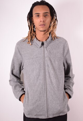 STARTER MENS VINTAGE FLEECE JACKET LARGE GREY 90S