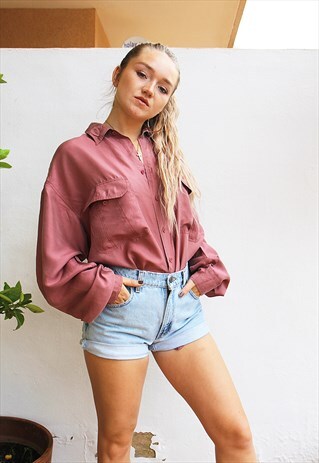 PINK PURE SILK OVERSIZED LONG SLEEVED SHIRT