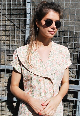 VINTAGE 40S FLORAL WRAP DRESS
