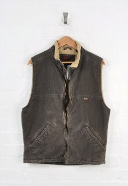 Vintage Wolverine Workwear Vest Gilet Sherpa Lined Brown M