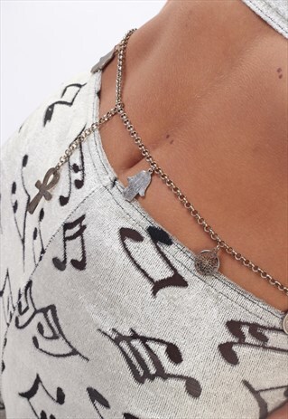 1990'S SILVER CHARM BELLY CHAIN