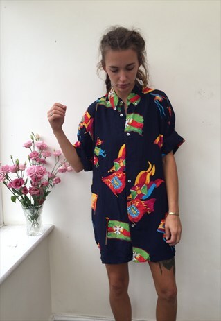 CRAZY PATTERN OVERSIZED RETRO VINTAGE UNISEX FESTIVAL SHIRT