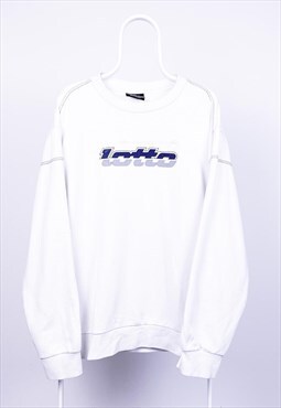 Vintage Lotto Sweatshirt Spell Out White XL