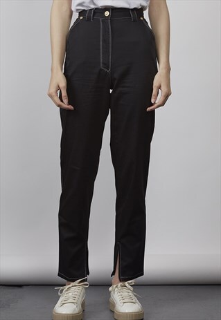 VINTAGE 90'S VERSACE CONTRAST STITCH BLACK JEANS