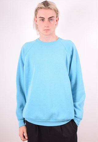 MENS VINTAGE SWEATSHIRT JUMPER XL TURQUOISE 90S