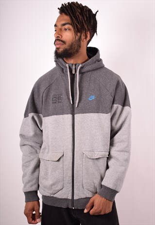 NIKE MENS VINTAGE RIVERSIBLE HOODIE JACKET XL GREY 90S
