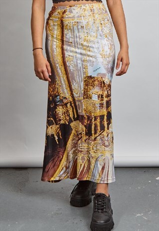 RARE VINTAGE 90'S CAVALLI PRINTED MAXI SKIRT