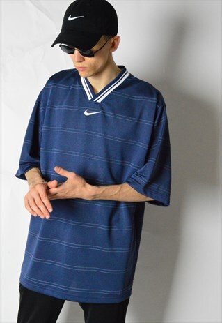 VINTAGE 90S NAVY BLUE NIKE SPORTS SHIRT