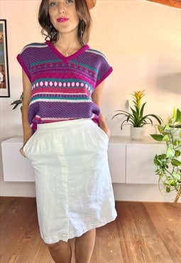 1970's vintage white linen pencil skirt