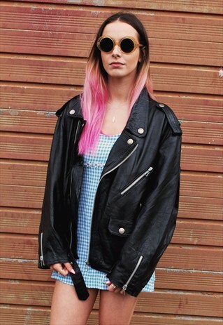 VINTAGE BLACK LEATHER BIKER
