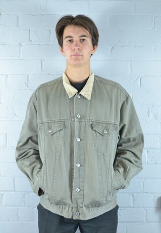 VINTAGE LEVI'S BEIGE CORDUROY COLLARED DENIM JACKET