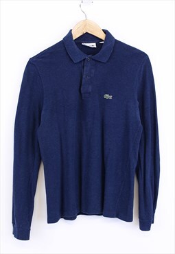 Vintage Lacoste Polo Top Navy Long Sleeve Collared With Logo