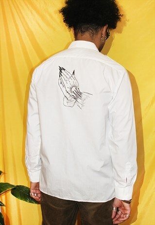 EXCLUSIVE REZINA WORKWEAR SHIRT REWORKED WITH HANDS PRINT