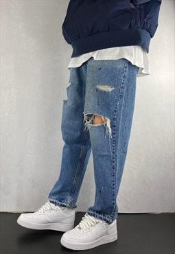 Vintage Levis Ripped Jeans Paint Splatter (37.5 x 30)