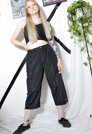 90S GRUNGE Y2K GOTH UMBRO BLACK SPORTS CULOTTE TROUSERS