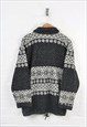 VINTAGE FLEECE 1/4 ZIP PATTERN BLACK/WHITE MEDIUM