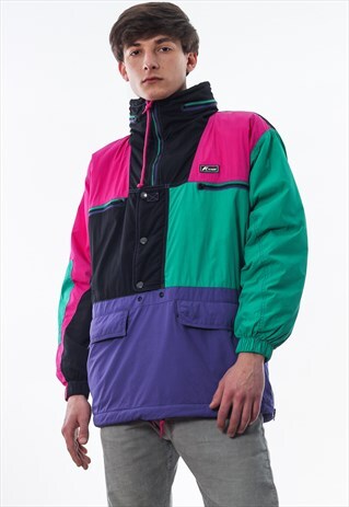 VINTAGE K-WAY PULLOVER WINDBREAKER 90S COLORBLOCKED