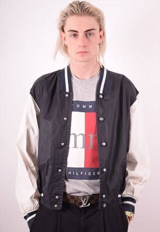 MENS VINTAGE BOMBER JACKET XL BLACK 90S