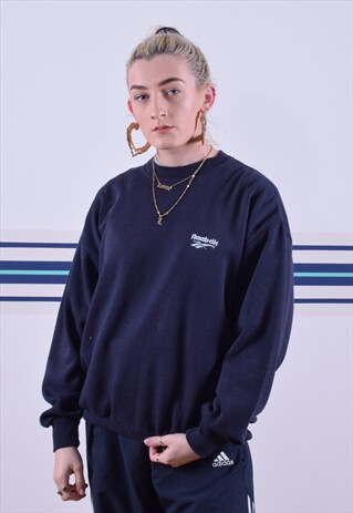 NAVY REEBOK EMBROIDERED SWEATSHIRT