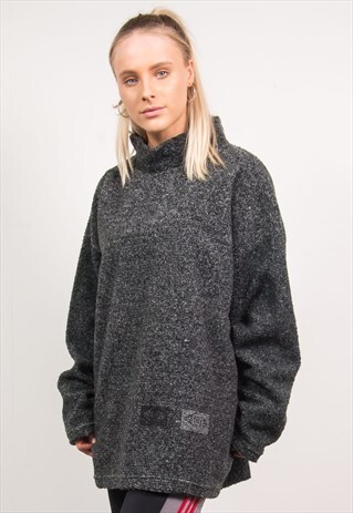 VINTAGE 90'S DARK GREY FLEECE JUMPER