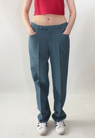 VINTAGE 70' UNIQUE BEAUTIFUL BLUE UNISEX CREASE TROUSERS