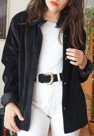 VINTAGE 90 LONG SLEEVE VELVET BLACK JACKET
