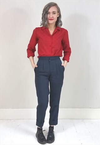 VINTAGE 80'S RED AND BLACK SPOTTED BLOUSE