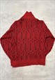 VINTAGE KNITTED JUMPER ABSTRACT PATTERNED CHUNKY SWEATER