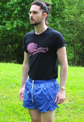VINTAGE 80S SHINY SPRINTER GYM SHORTS - MEDIUM/LARGE - RETRO