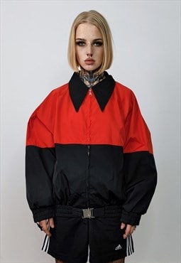 Utility jacket contrast bomber buckle finish aviator in red