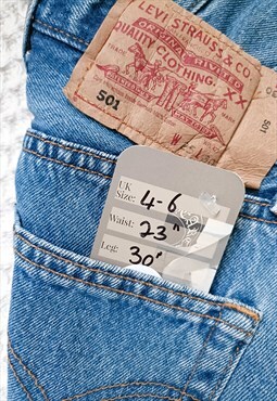 Vintage 90's 501 Stonewashed Blue Levi Jeans UK4/6