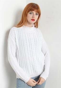 Vintage 90's Cable Knit Jumper White